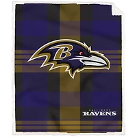 Pegasus Baltimore Ravens Pegasus 60" x 70" Plaid Steel Royal Plush Sherpa Blanket