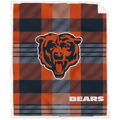 Pegasus Chicago Bears Pegasus 60" x 70" Plaid Steel Royal Plush Sherpa Blanket