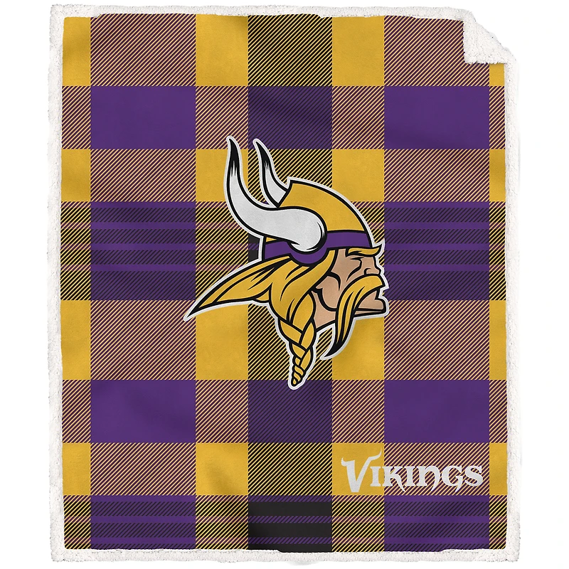 Pegasus Minnesota Vikings Pegasus 60" x 70" Plaid Steel Royal Plush Sherpa Blanket