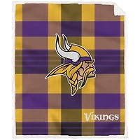 Pegasus Minnesota Vikings Pegasus 60" x 70" Plaid Steel Royal Plush Sherpa Blanket