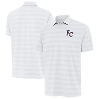 Men's Antigua White Kansas City Royals Tunnel Stars and Stipes Team Logo Polo