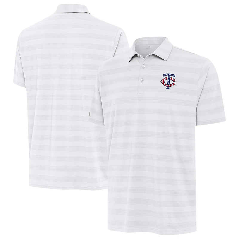 Men's Antigua White Minnesota Twins Tunnel Stars and Stipes Team Logo Polo