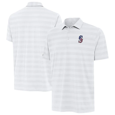 Men's Antigua White Seattle Mariners Tunnel Stars and Stipes Team Logo Polo