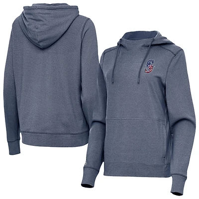 Women's Antigua Heather Navy Seattle Mariners Justice Stars and Stripes Team Logo Pullover Hoodie