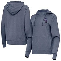 Women's Antigua Heather Navy Colorado Rockies Justice Stars and Stripes Team Logo Pullover Hoodie