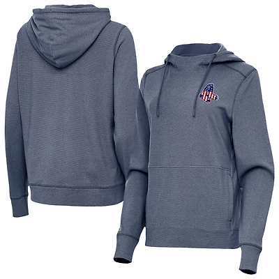 Women's Antigua Heather Navy Boston Red Sox Justice Stars and Stripes Team Logo Pullover Hoodie