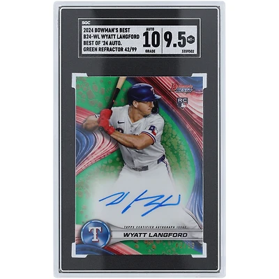 Wyatt Langford Texas Rangers Autographed 2024 Bowman Best Green Refractor Best of '24 #B24-WL #42/99 SGC Authenticated 9.5/10 Rookie Card