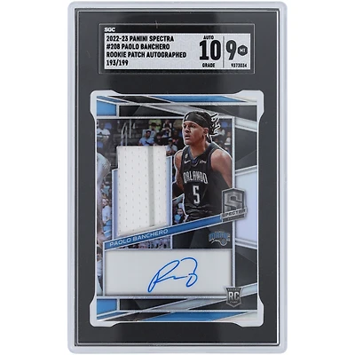Paolo Banchero Orlando Magic Autographed 2022-23 Panini Spectra Rookie Patch "Pinstripe" 2 Color Relic #208 #193/199 SGC Authenticated 9/10 Rookie Card
