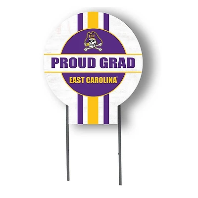 ECU Pirates Proud Grad 20" x 20" Circle Yard Sign with Stakes