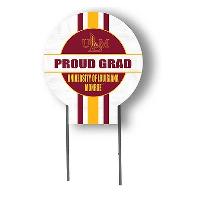 ULM Warhawks Proud Grad 20" x 20" Circle Yard Sign with Stakes