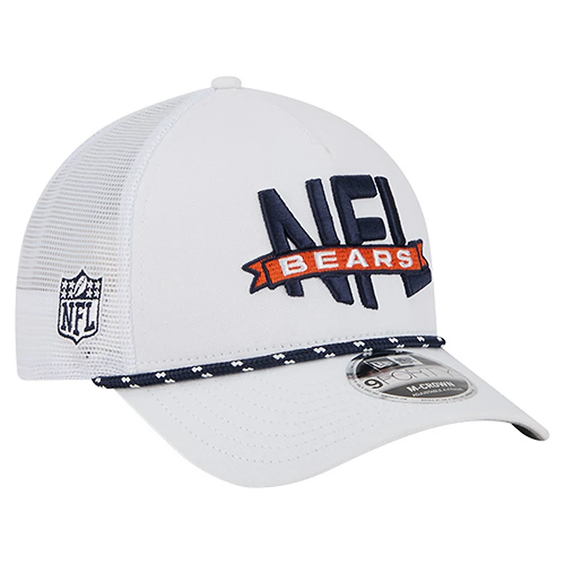 Men's New Era White Chicago Bears NFL 9FORTY A-Frame M-Crown Adjustable Trucker Hat