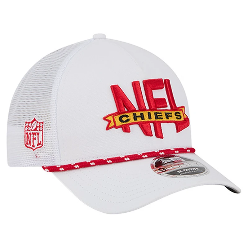 Men's New Era White Kansas City Chiefs NFL 9FORTY A-Frame M-Crown Adjustable Trucker Hat