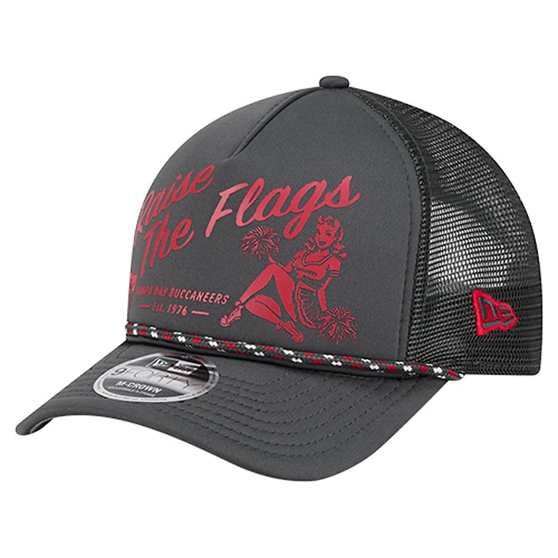 Men's New Era Pewter Tampa Bay Buccaneers Gas Station 9FORTY A-Frame M-Crown Adjustable Trucker Hat