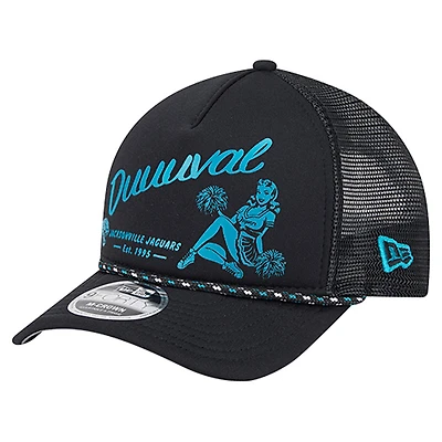 Men's New Era Black Jacksonville Jaguars Gas Station 9FORTY A-Frame M-Crown Adjustable Trucker Hat