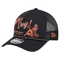 Men's New Era Black Cincinnati Bengals Gas Station 9FORTY A-Frame M-Crown Adjustable Trucker Hat