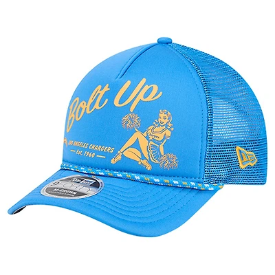 Men's New Era Powder Blue Los Angeles Chargers Gas Station 9FORTY A-Frame M-Crown Adjustable Trucker Hat