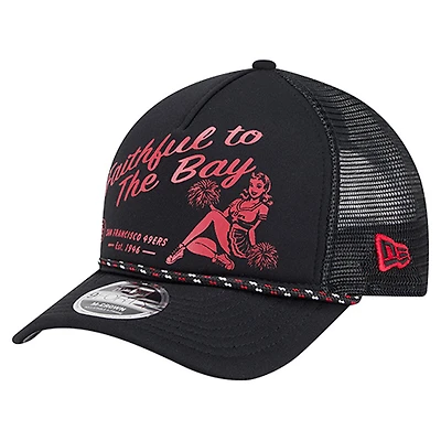 Men's New Era Black San Francisco 49ers Gas Station 9FORTY A-Frame M-Crown Adjustable Trucker Hat