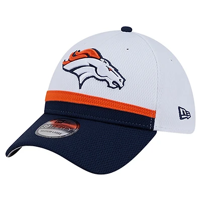 Men's New Era White/Navy Denver Broncos Dashmark Rays 39THIRTY Flex Hat
