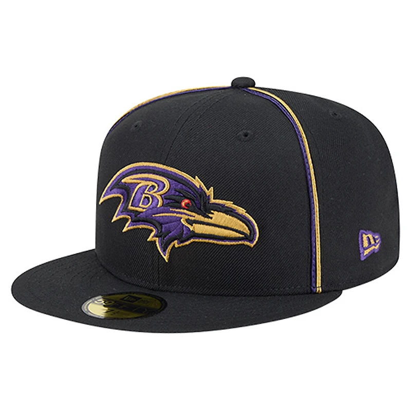Men's New Era Black Baltimore Ravens Soutache 59FIFTY Fitted Hat