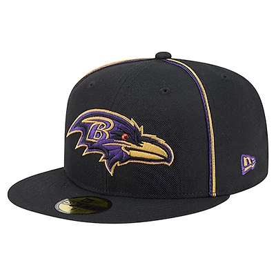 Men's New Era Black Baltimore Ravens Soutache 59FIFTY Fitted Hat