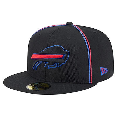 Men's New Era Black Buffalo Bills Soutache 59FIFTY Fitted Hat