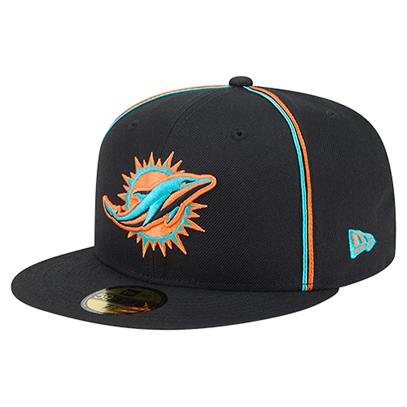 Men's New Era Black Miami Dolphins Soutache 59FIFTY Fitted Hat
