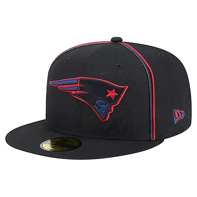 Men's New Era Black New England Patriots Soutache 59FIFTY Fitted Hat