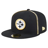 Men's New Era Black Pittsburgh Steelers Soutache 59FIFTY Fitted Hat