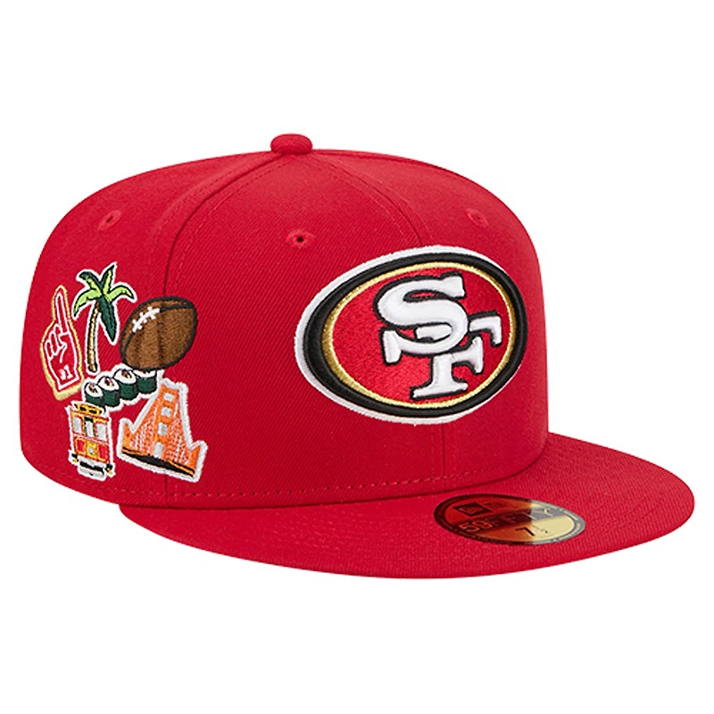 Men's New Era Scarlet San Francisco 49ers Group Chat 59FIFTY Fitted Hat