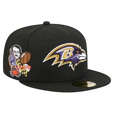 Men's New Era  Black Baltimore Ravens Group Chat 59FIFTY Fitted Hat