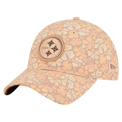 Women's New Era  Tan Pittsburgh Steelers Floral 9TWENTY Adjustable Hat