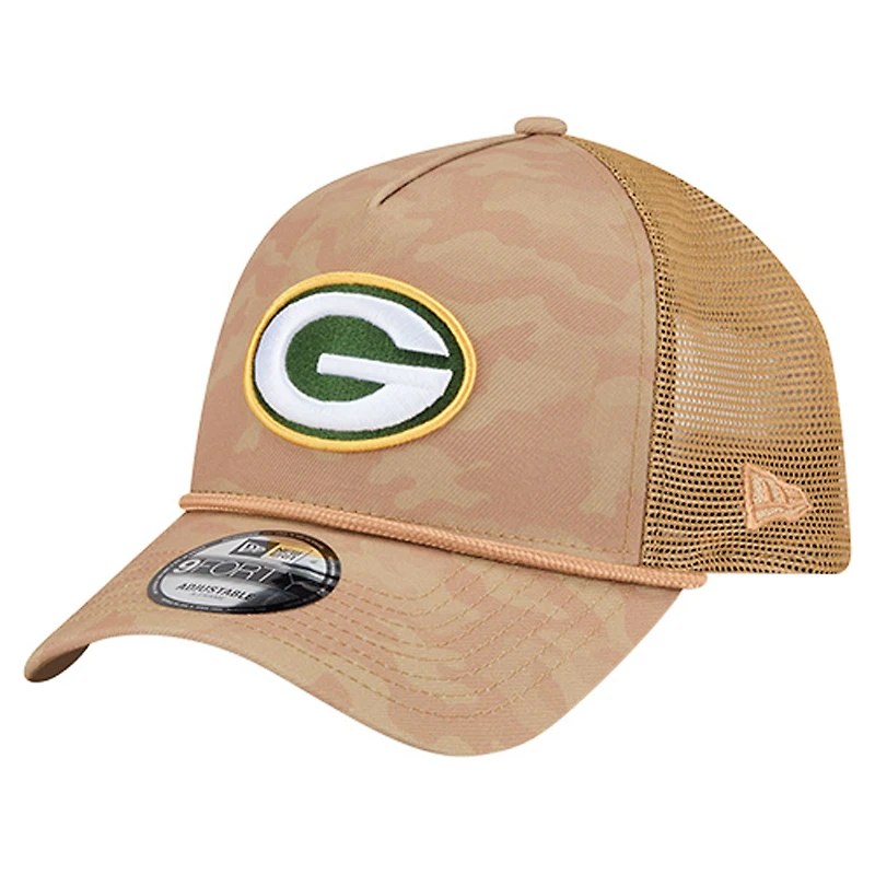 Men's New Era  Tan Green Bay Packers Wheat Camo 9FORTY Adjustable Hat