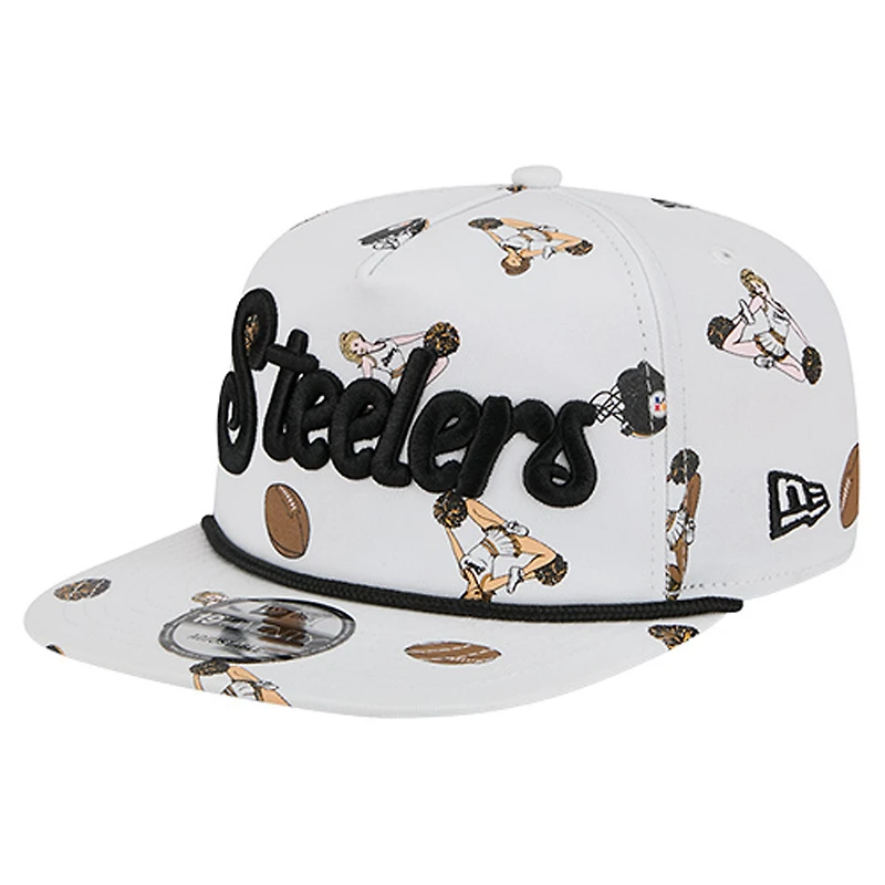 Men's New Era White Pittsburgh Steelers Team Cheer 19TWENTY Adjustable Hat