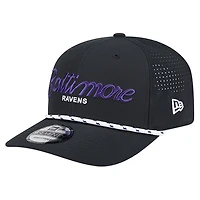Men's New Era Black Baltimore Ravens Script 9SEVENTY Adjustable Hat