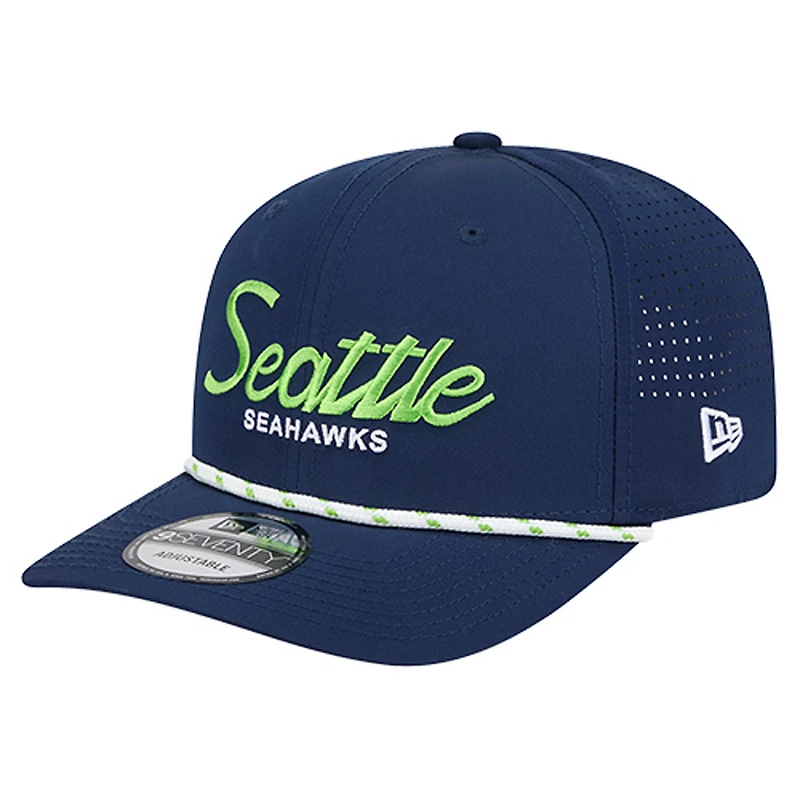 Men's New Era College Navy Seattle Seahawks Script 9SEVENTY Adjustable Hat