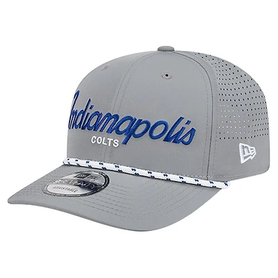 Men's New Era Gray Indianapolis Colts Script 9SEVENTY Adjustable Hat