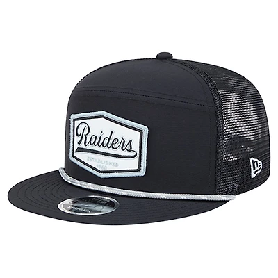 Men's New Era Black Las Vegas Raiders Ripstop Patch 9FIFTY Split Panel Snapback Hat