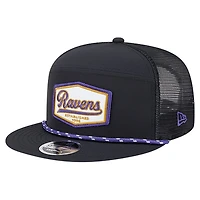 Men's New Era Black Baltimore Ravens Ripstop Patch 9FIFTY Split Panel Snapback Hat