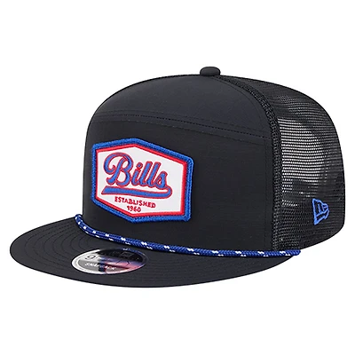 Men's New Era Black Buffalo Bills Ripstop Patch 9FIFTY Split Panel Snapback Hat