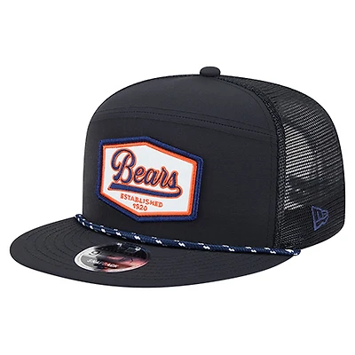Men's New Era Black Chicago Bears Ripstop Patch 9FIFTY Split Panel Snapback Hat