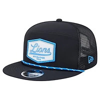 Men's New Era Black Detroit Lions Ripstop Patch 9FIFTY Split Panel Snapback Hat