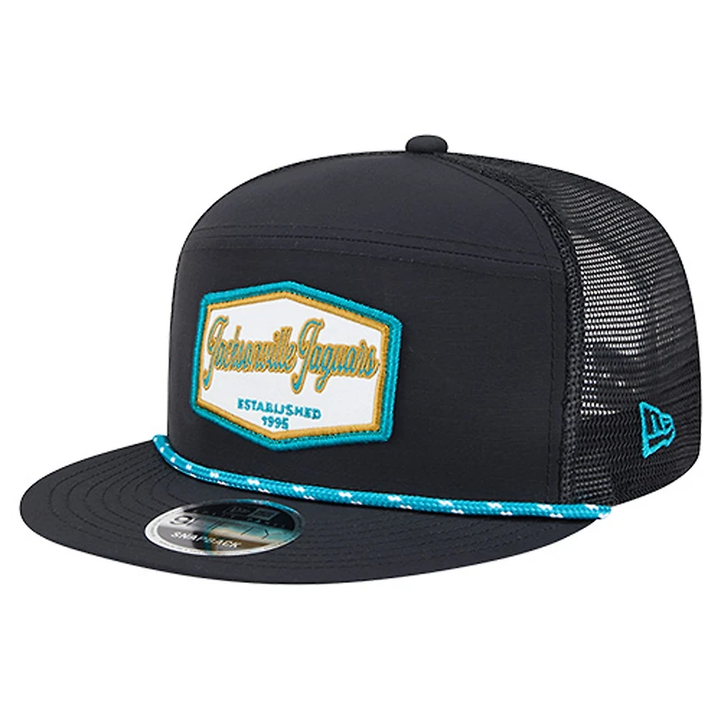Men's New Era Black Jacksonville Jaguars Ripstop Patch 9FIFTY Split Panel Snapback Hat