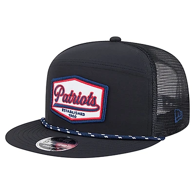 Men's New Era Black New England Patriots Ripstop Patch 9FIFTY Split Panel Snapback Hat