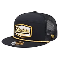 Men's New Era Black Pittsburgh Steelers Ripstop Patch 9FIFTY Split Panel Snapback Hat