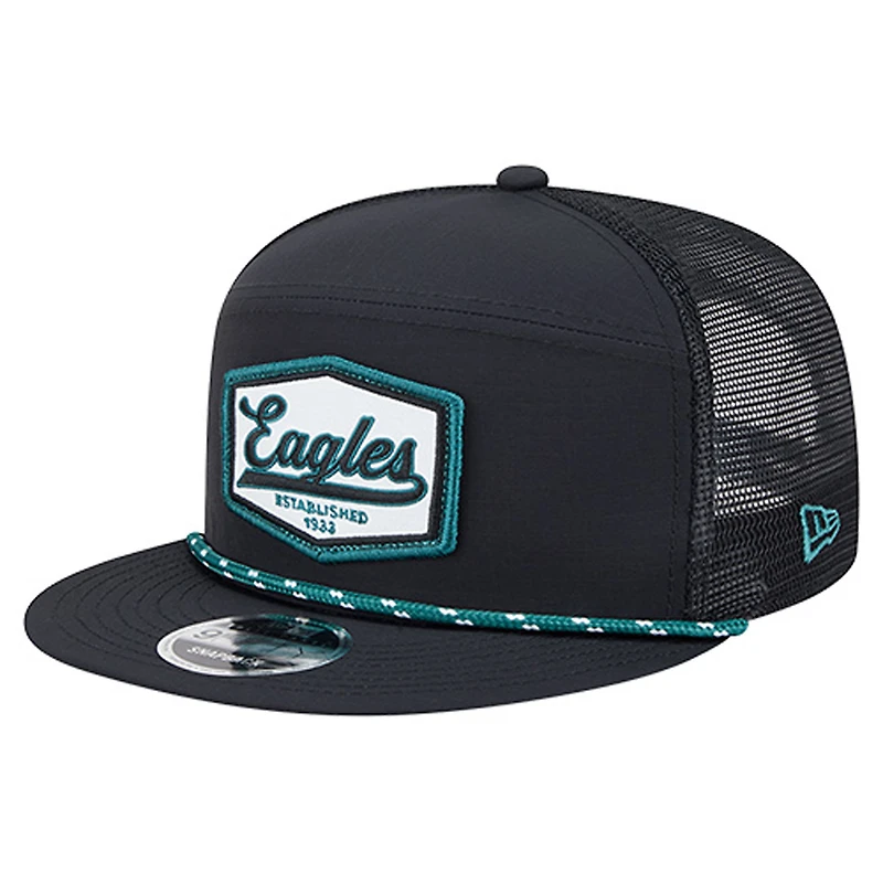 Men's New Era Black Philadelphia Eagles Ripstop Patch 9FIFTY Split Panel Snapback Hat