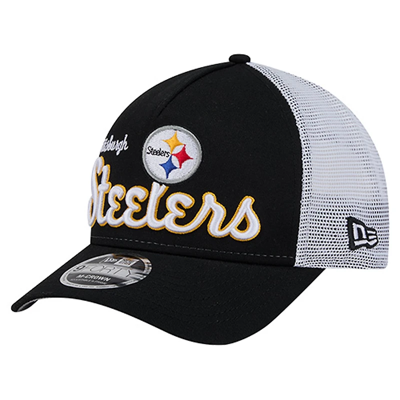 Men's New Era  Black Pittsburgh Steelers Side Lines 9FORTY Adjustable Hat