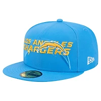 Men's New Era  Powder Blue Los Angeles Chargers Overlap Wordmark 59FIFTY Fitted Hat