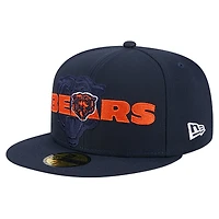 Men's New Era  Navy Chicago Bears Overlap Wordmark 59FIFTY Fitted Hat