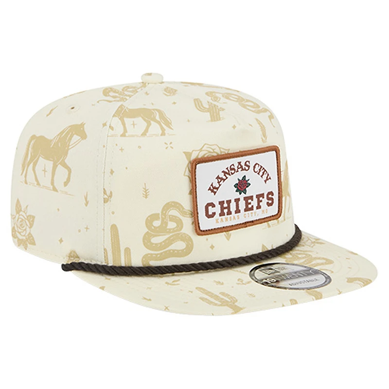 Men's New Era Cream Kansas City Chiefs Desert Rose 19TWENTY Adjustable Hat