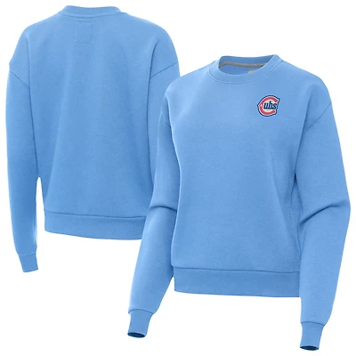 Women's Antigua  Powder Blue Chicago Cubs Alternate Logo Victory Pullover Sweatshirt